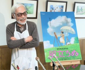 Hayao Miyazaki speaks to reporters at his Koganei studio. Image Credit: Japan Times